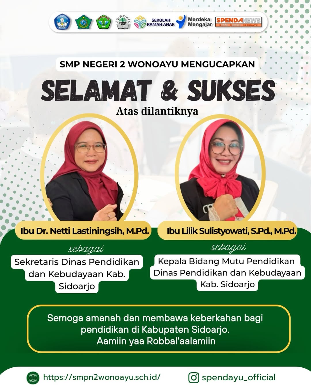 Pelantikan sebagai sekertaris dinas pendidikan kab, sidoarjo